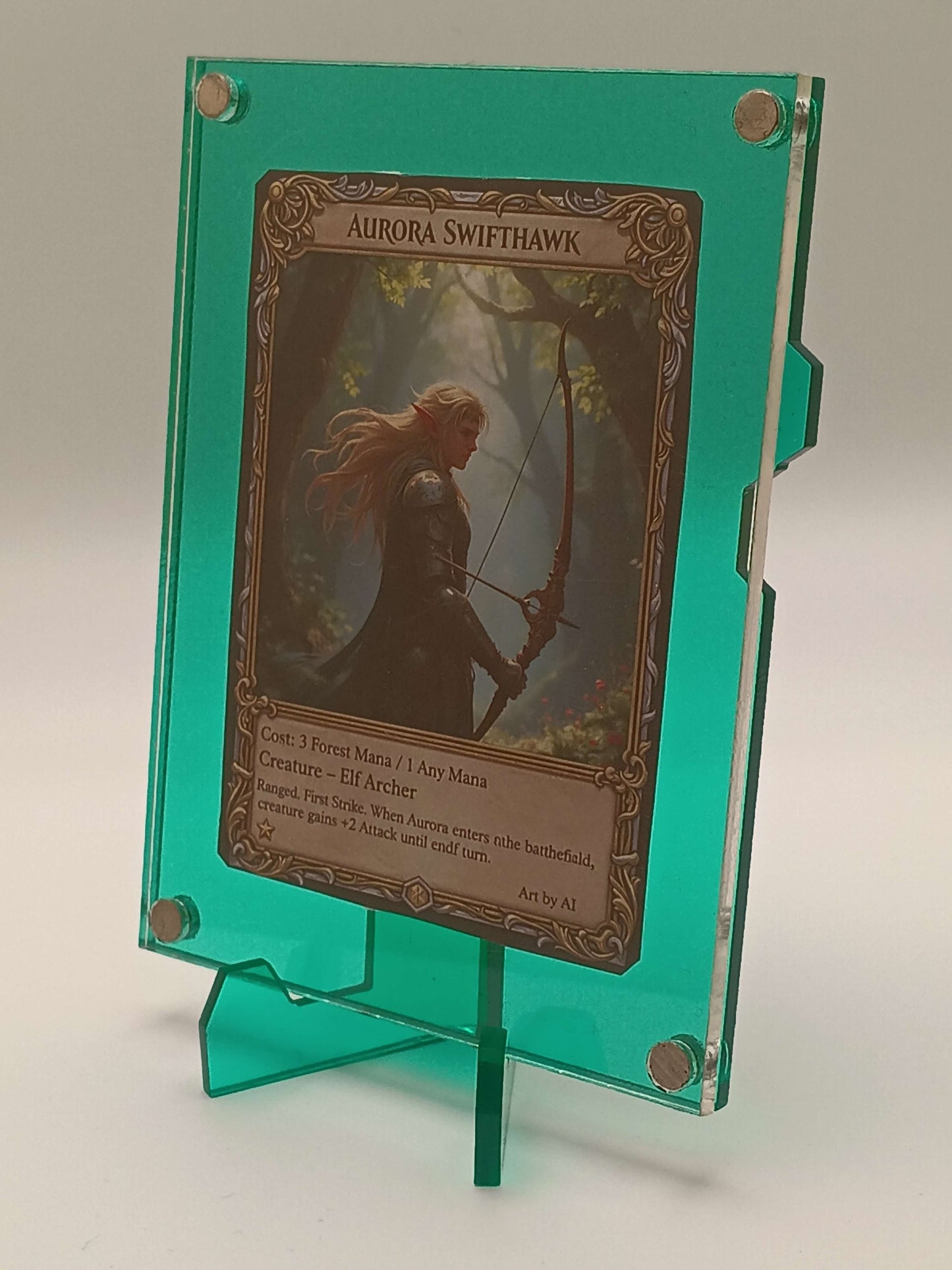 Large Easy Open Green Emerald Magnetic Card Display Case