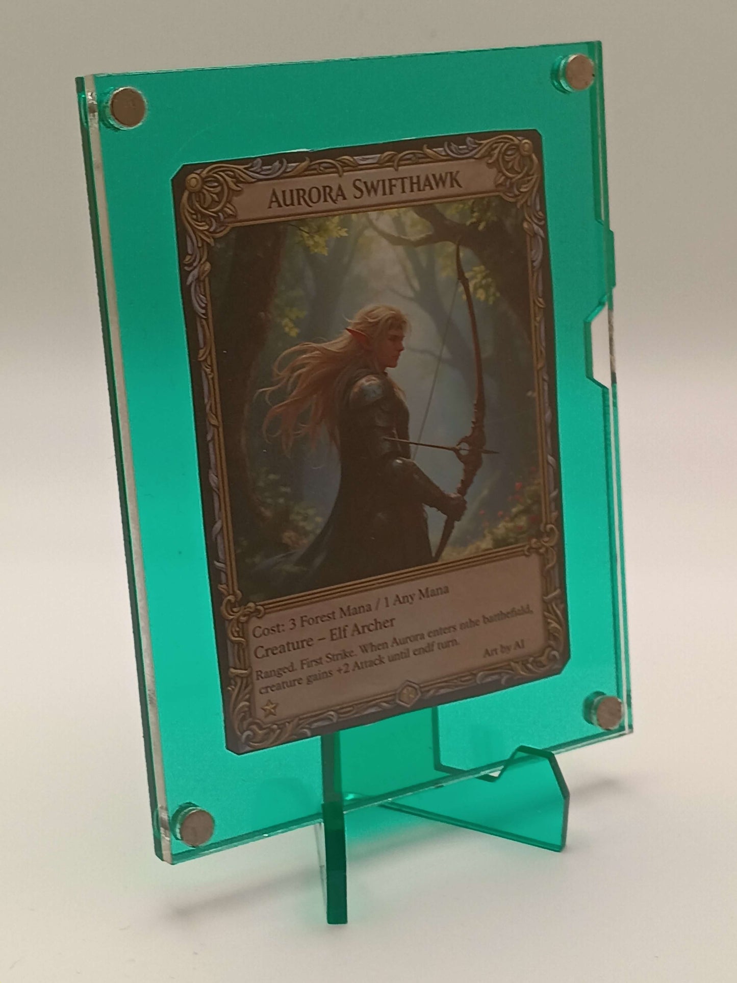 Large Easy Open Green Emerald Magnetic Card Display Case