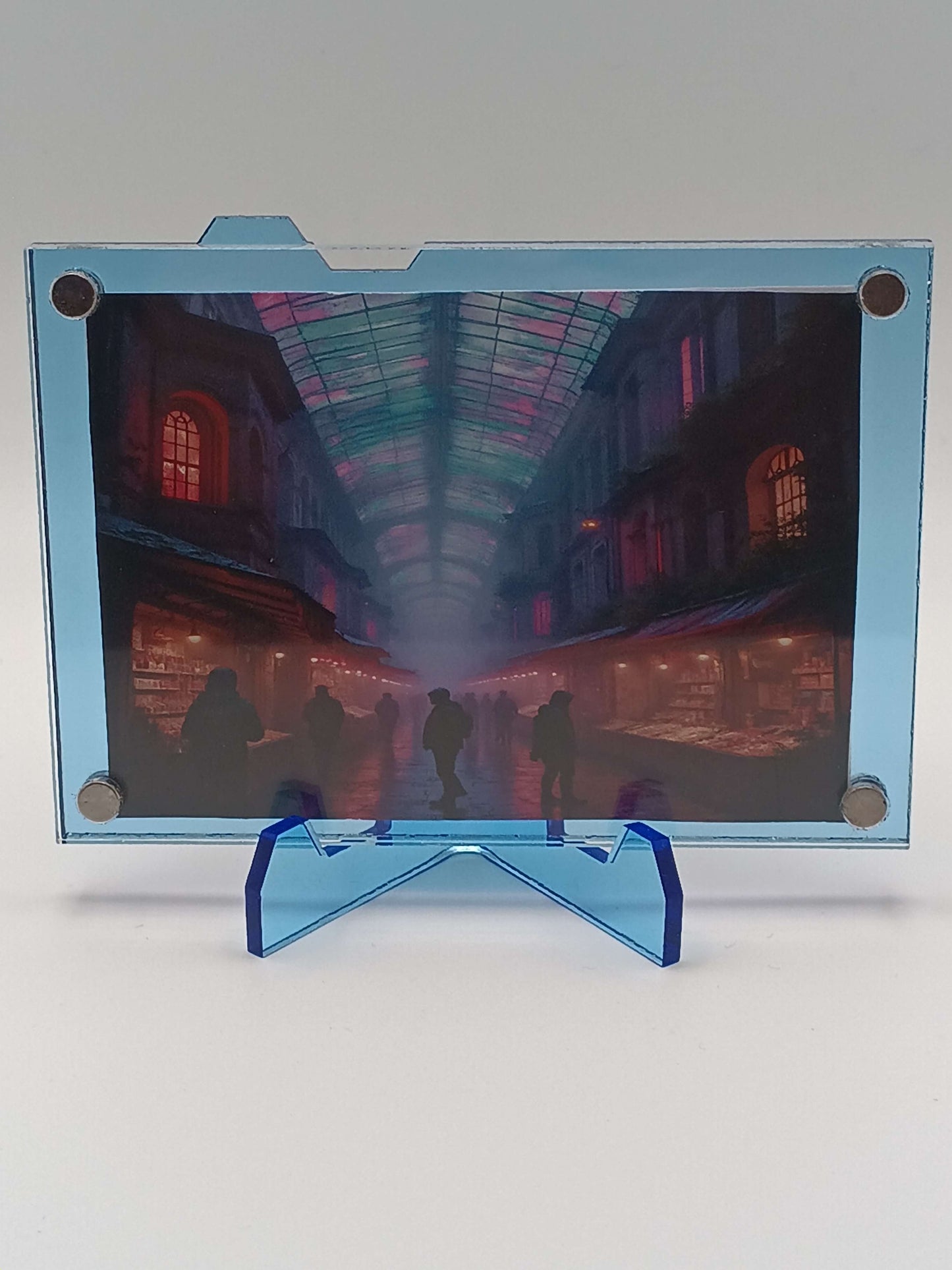 Easy Open Blue Magnetic Card Display Case