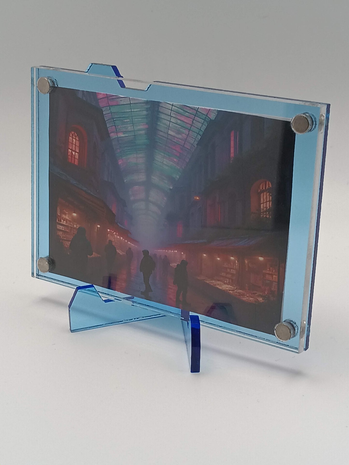Easy Open Blue Magnetic Card Display Case