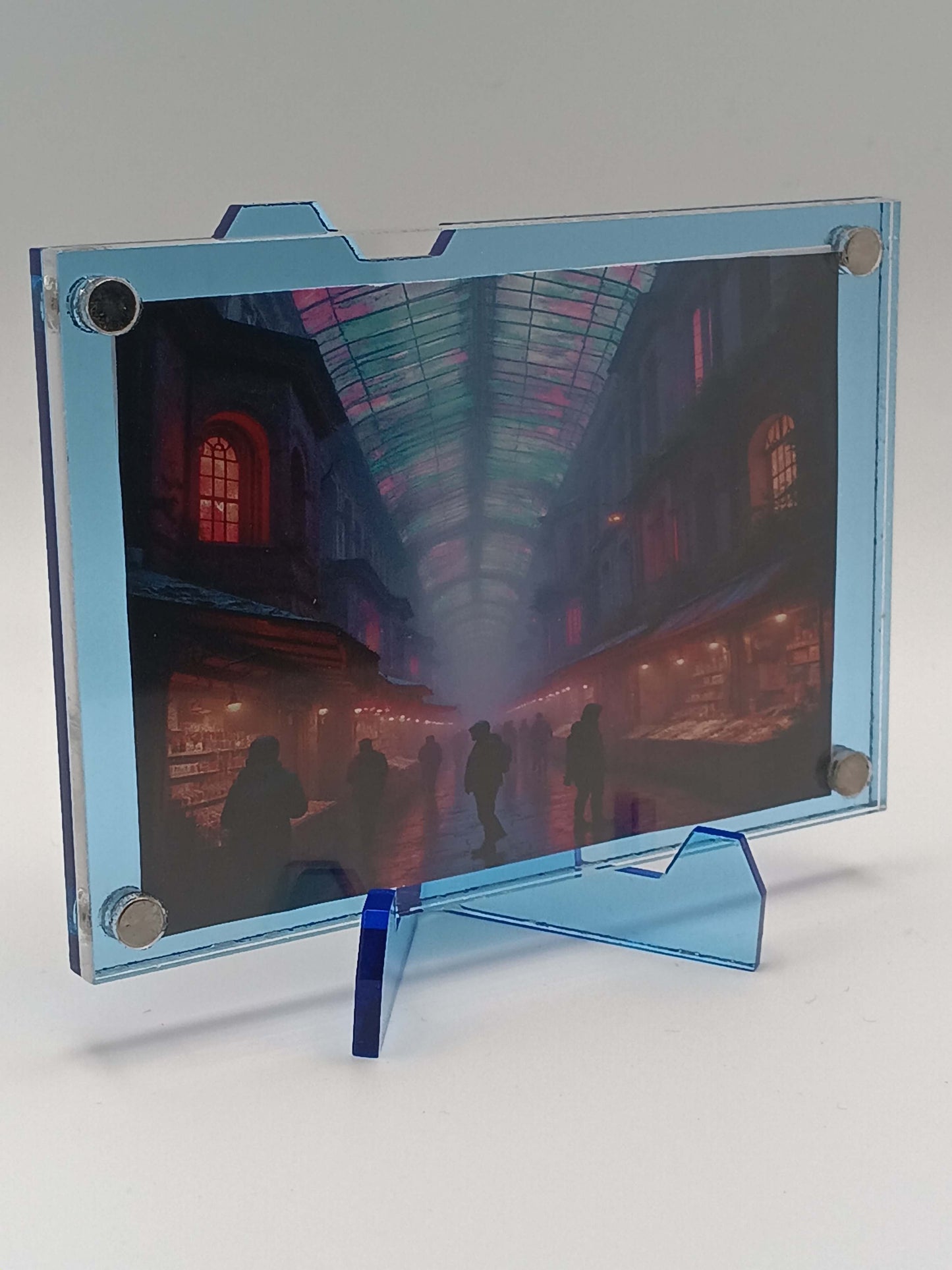 Easy Open Blue Magnetic Card Display Case