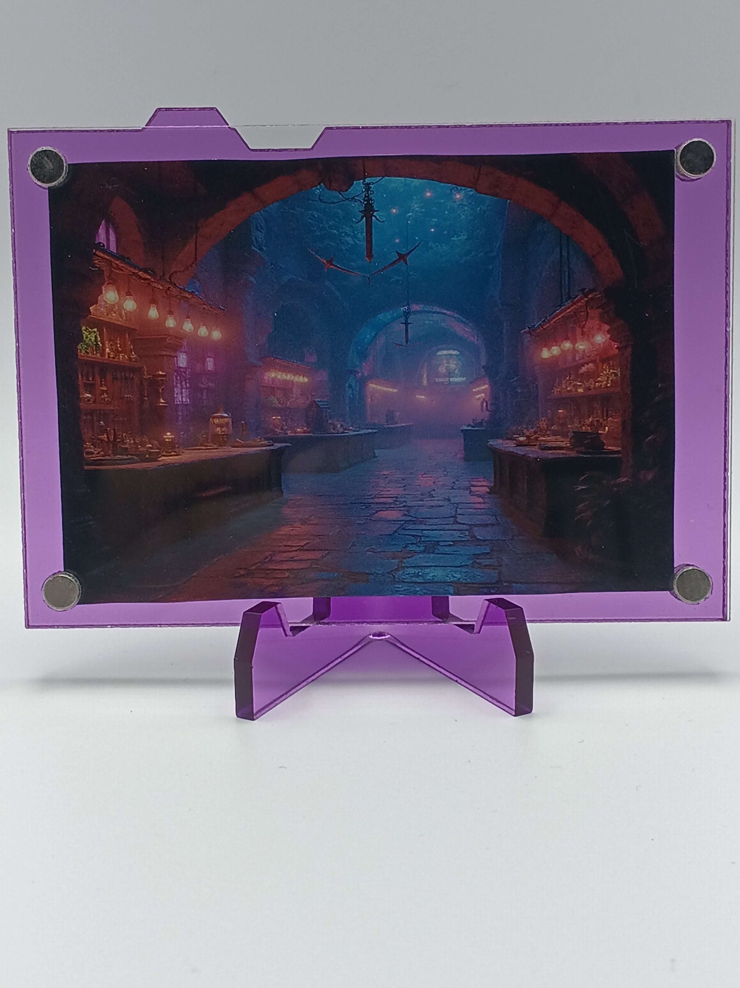 Easy Open Purple Magnetic Card Display Case