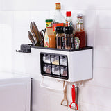 Wall mounted kitchen condiment storage rack